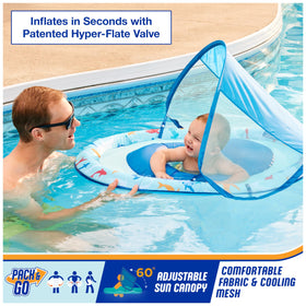 SwimWays Baby Spring Float Canopy provides sun shade while keeping eye contact.