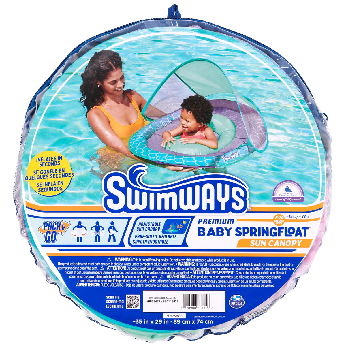 Mermaid-themed SwimWays float supports water exploration for curious babies