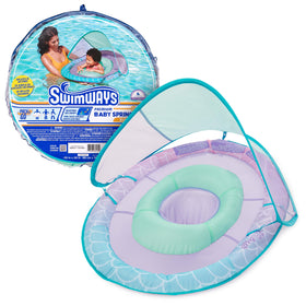 SwimWays Mermaid canopy on Baby Spring Float provides sun protection for safe splashing