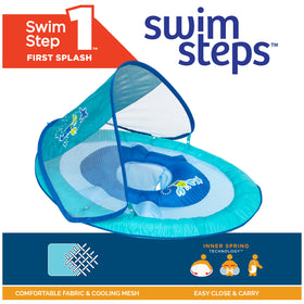 SwimWays Baby Spring Float shows see-through mesh sides for supervision