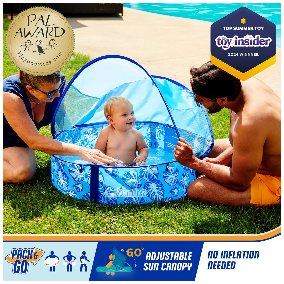 SwimWays Elite Pop-Up Canopy provides shade during sunny splashes