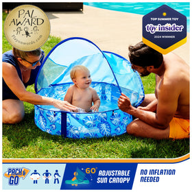 SwimWays Elite Pop-Up Canopy provides shade during sunny splashes