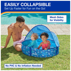 SwimWays Elite Pop-Up folds into three circles for easy packing