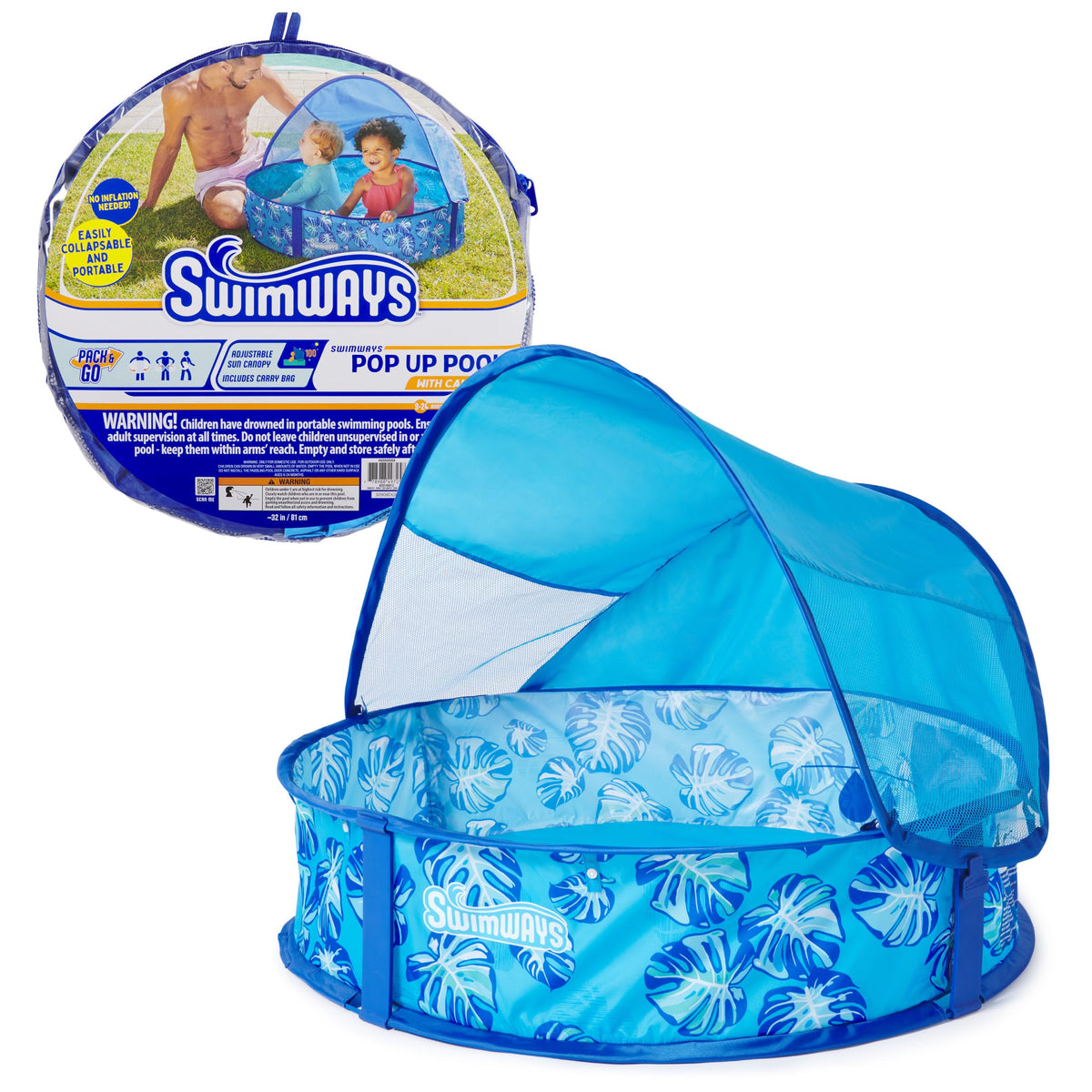 SwimWays Elite Pop-Up Pool in use for toddlers in the backyard