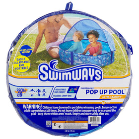 SwimWays Elite Pop-Up Pool canopy shields sun during playtime