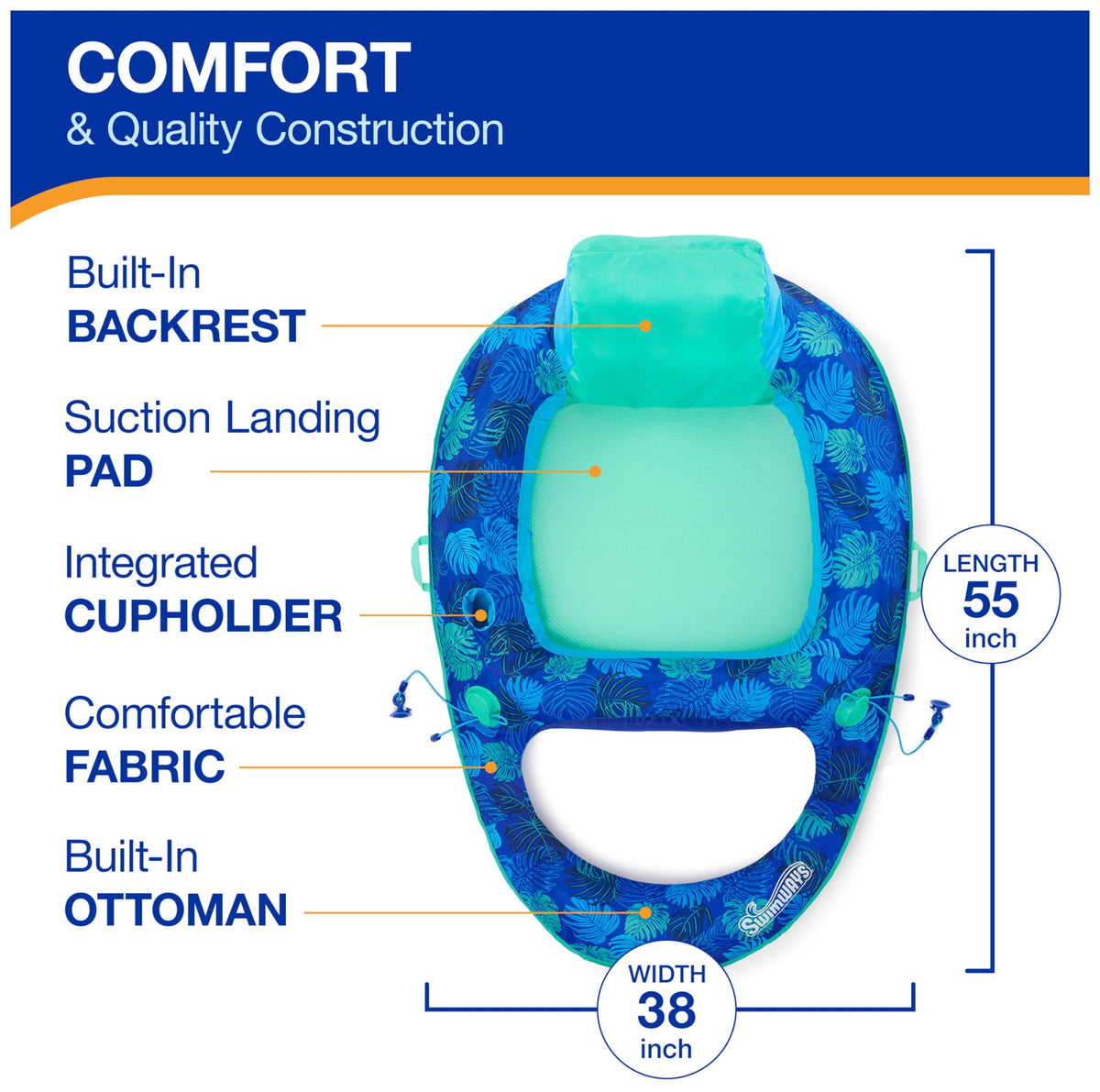 SwimWays Elite Spring Float Cupholder keeping a drink within reach on the water