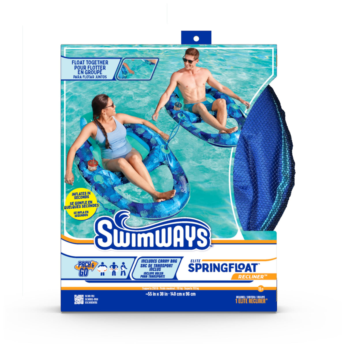 SwimWays Elite Spring Float Folded design showing portable storage for travel