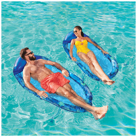 SwimWays Elite Spring Float Hammock shows soft cooling mesh for hours of leisure.