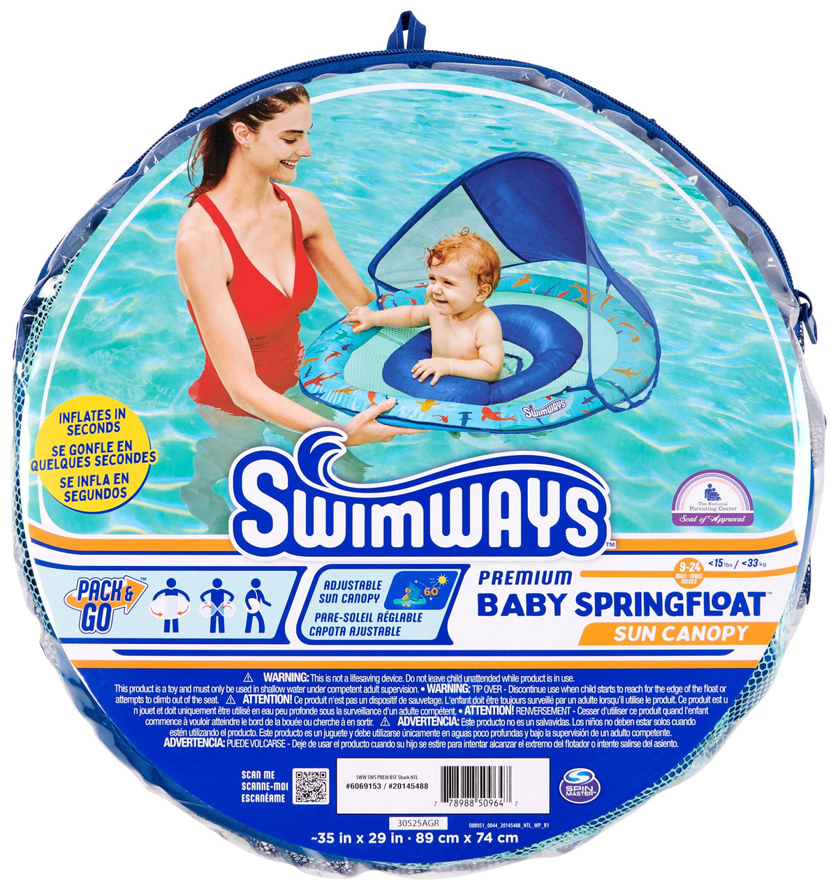 SwimWays foldable design fits compactly in the carry bag for travel.