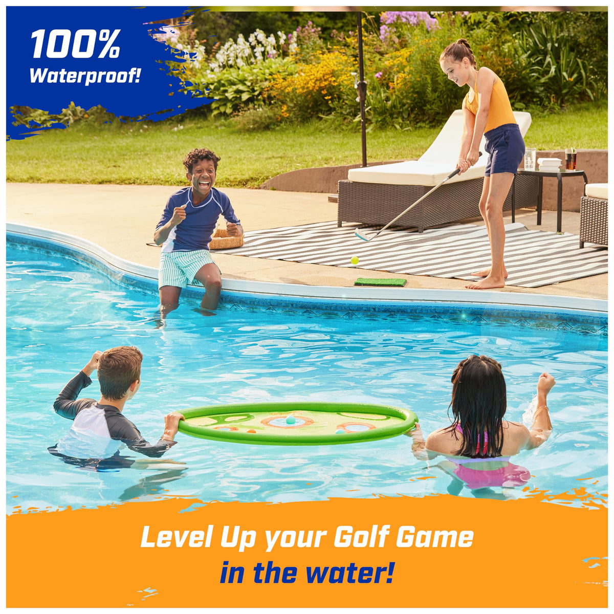 SwimWays Hydro Golf nine floating balls ready for play