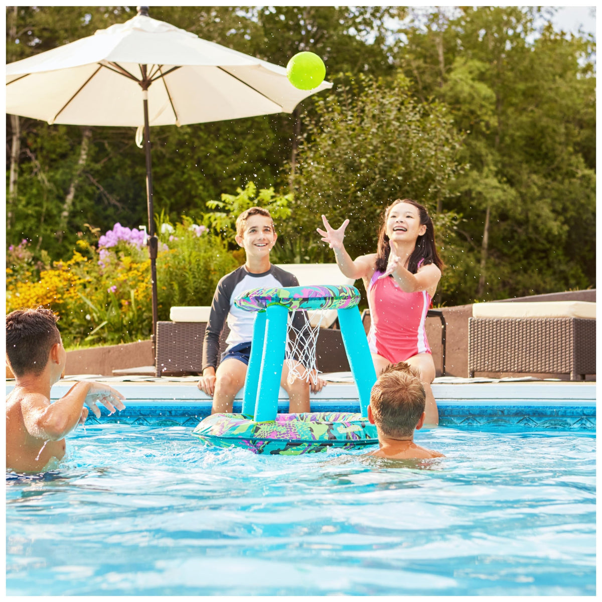 SwimWays Hydro Hoops waterproof hoop performing in water