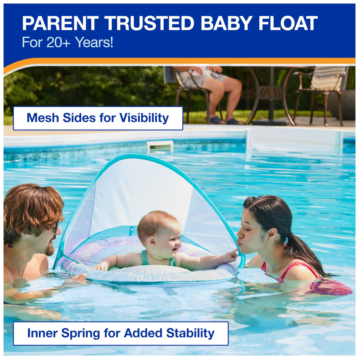 SwimWays Hyper-Flat Valve inflates three times faster for quick setup.