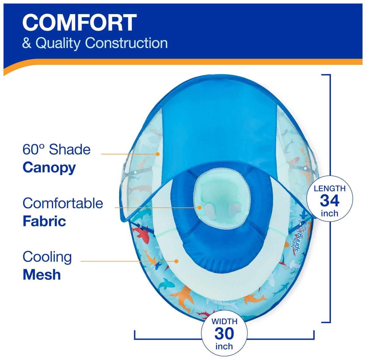SwimWays inner spring adds stability for a steady water introduction.