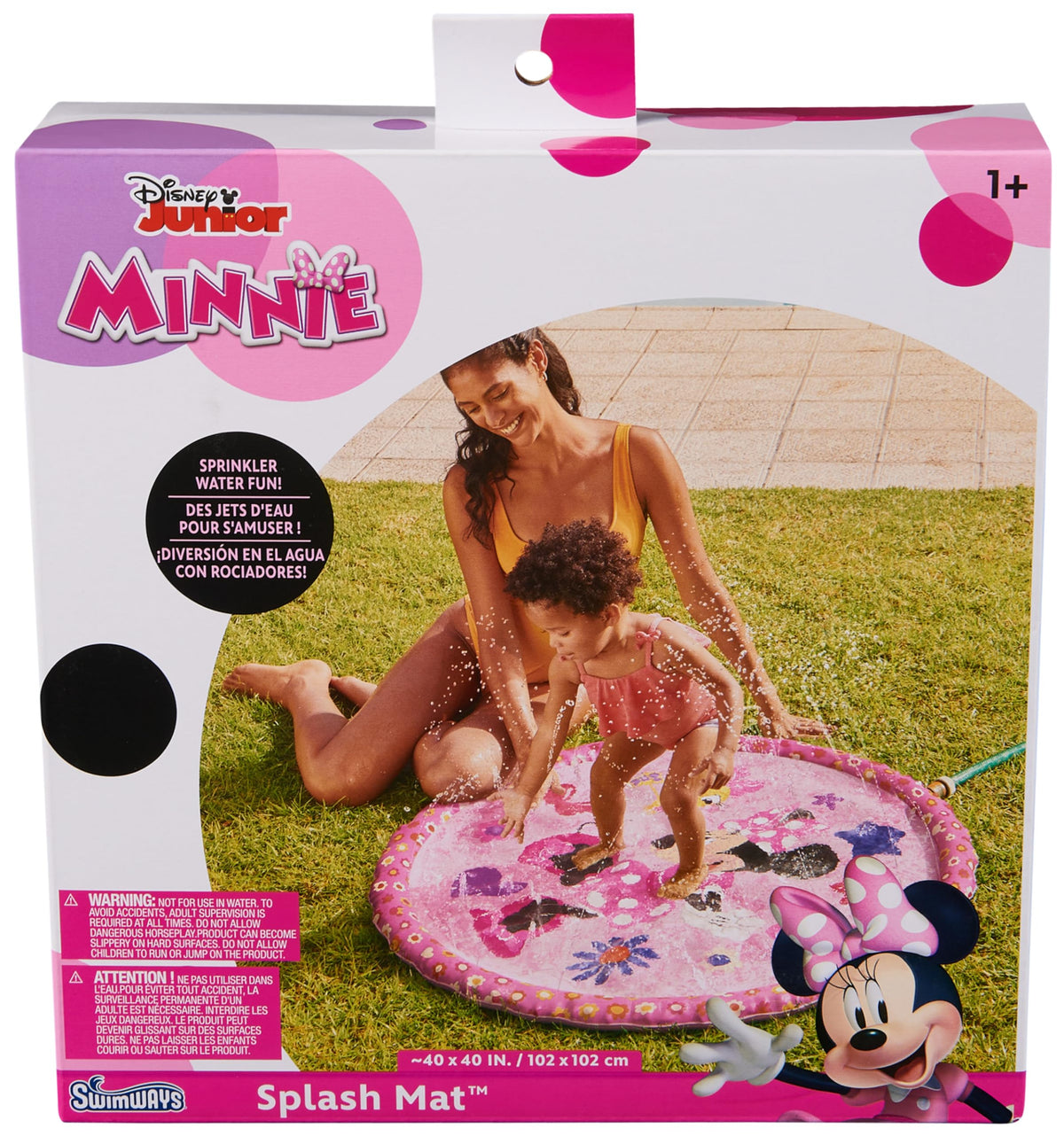 SwimWays Minnie Mouse Splash Pad with bright Disney design for backyard fun.