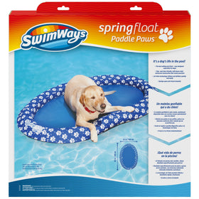 SwimWays Paddle Paws dog raft inflated for a large dog, showing stable flotation