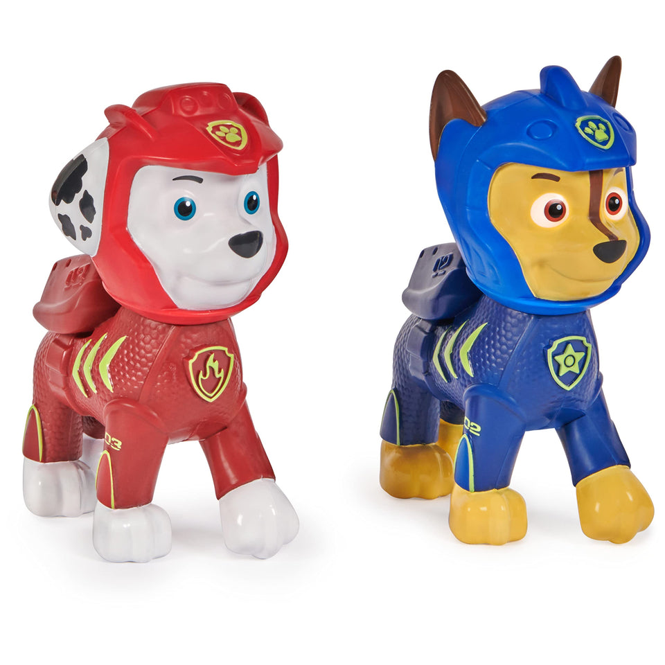 SwimWays Paw Patrol Floatin' Figures Chase figure floating in pool for upright, worry-free play.