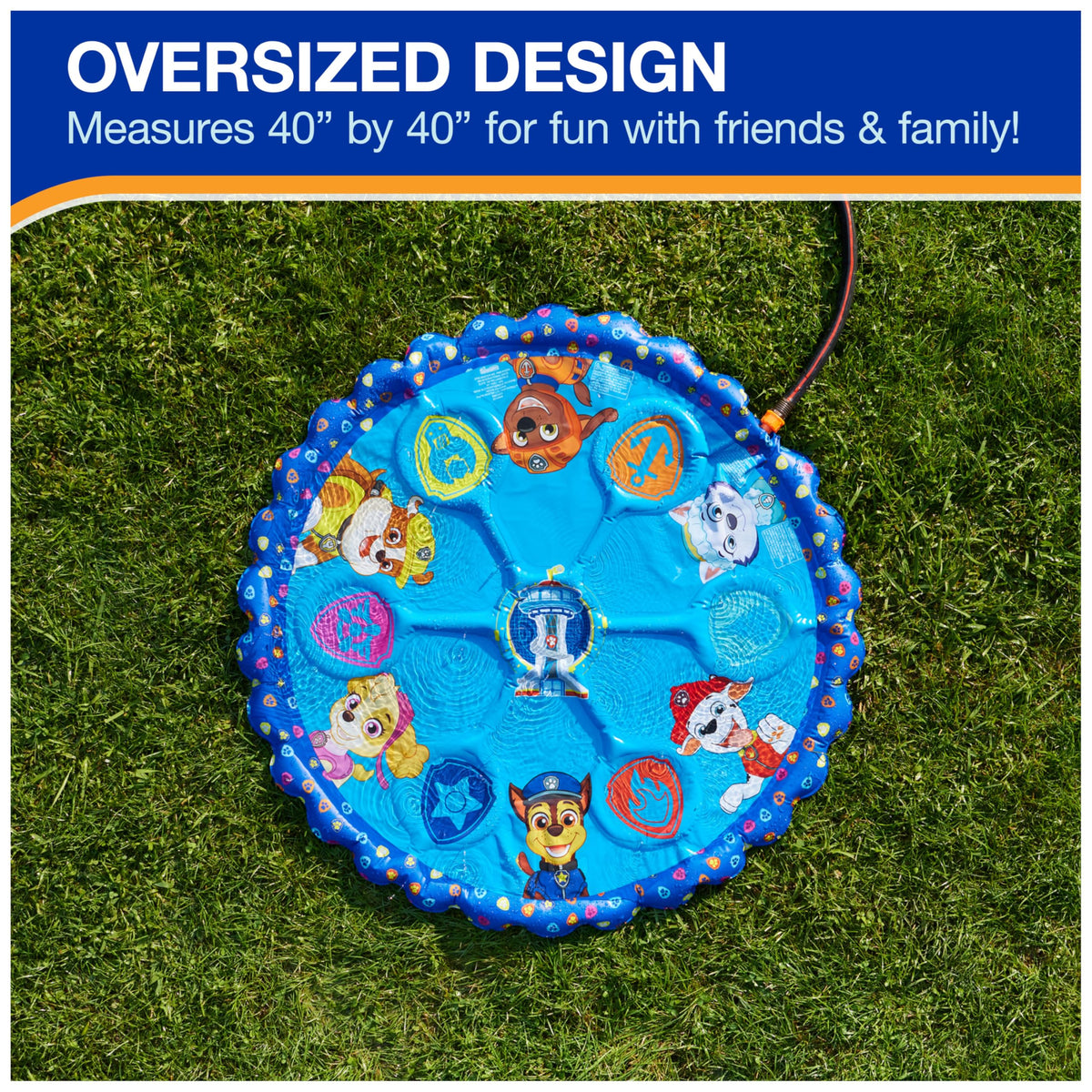 SwimWays PAW Patrol Splash Pad with easy hose setup for quick cooling.