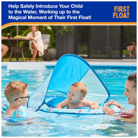 SwimWays removable sun canopy offers shade and flexible positioning.