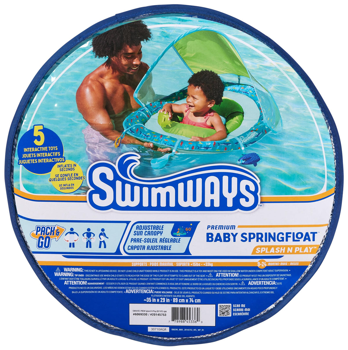 In-use Splash N' Play float with a child enjoying a calm pool day