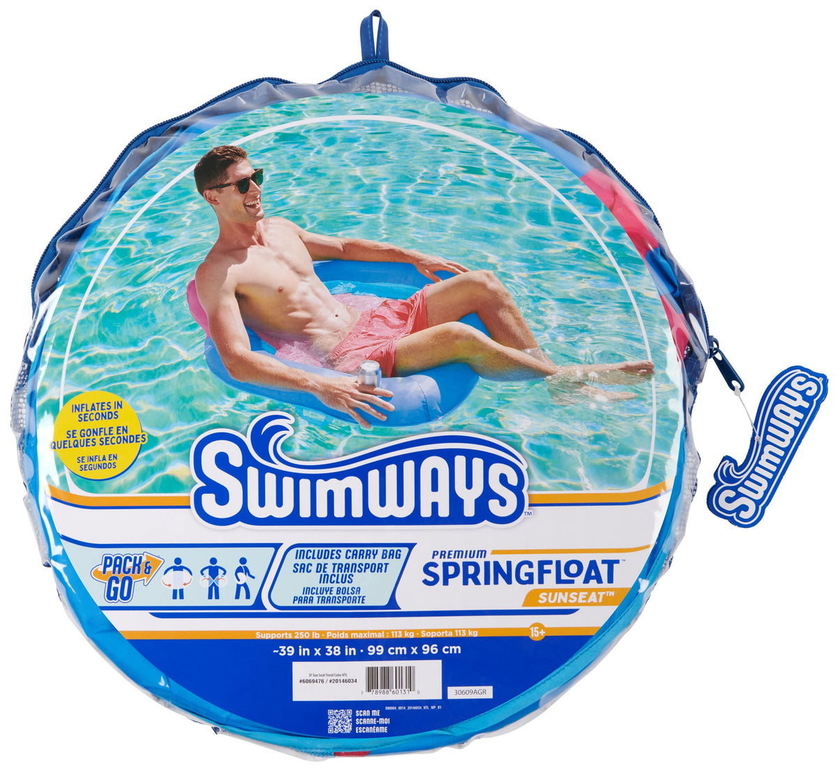 SwimWays Spring Float SunSeat adds color and style to any pool space.
