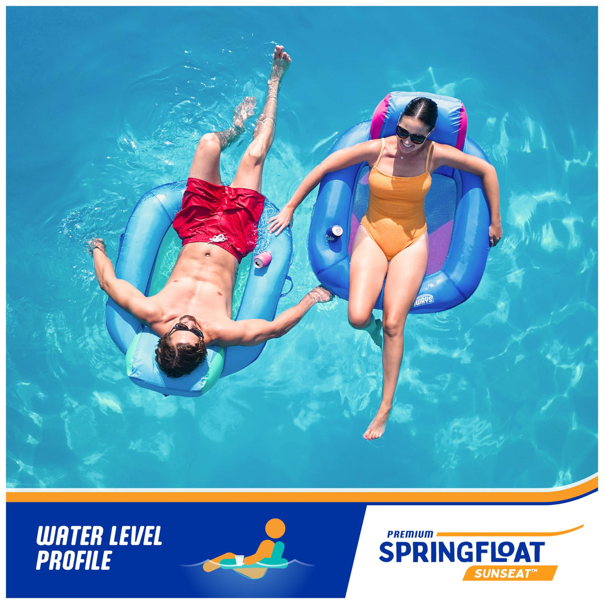 SwimWays Spring Float folds into three circles with a carry bag for travel.