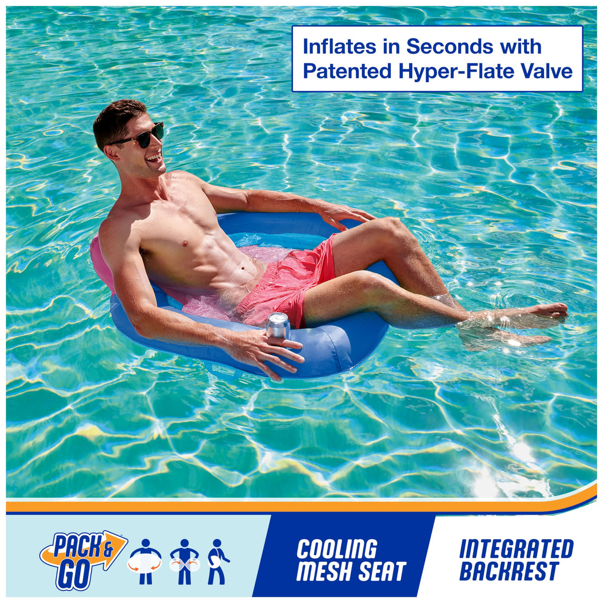 SwimWays Spring Float Hyper-Flate Valve enables fast inflation for quick setup.