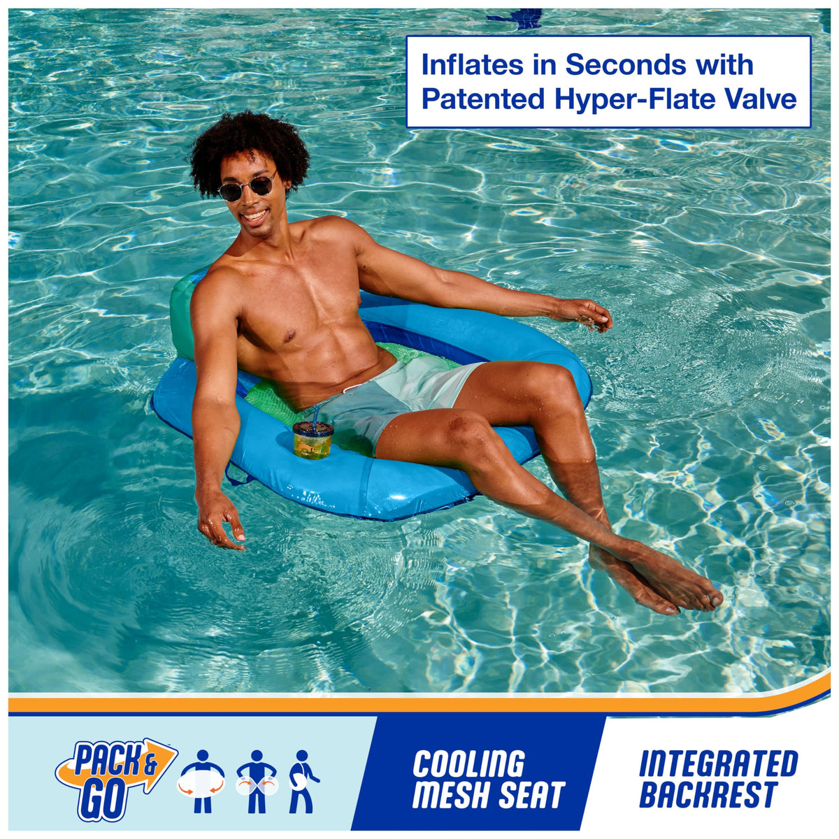 SwimWays Spring Float Premium SunSeat inner spring design enhances stability.
