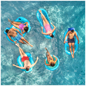 Inflated size 64 x 35 inches of SwimWays Spring Float Premium Duo.