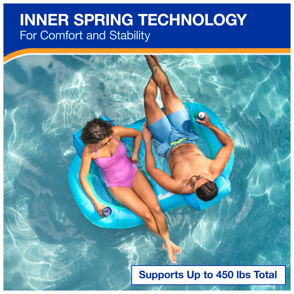 Hyper-Flate Valve on SwimWays Spring Float Premium Duo for fast inflation.