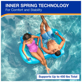 Hyper-Flate Valve on SwimWays Spring Float Premium Duo for fast inflation.