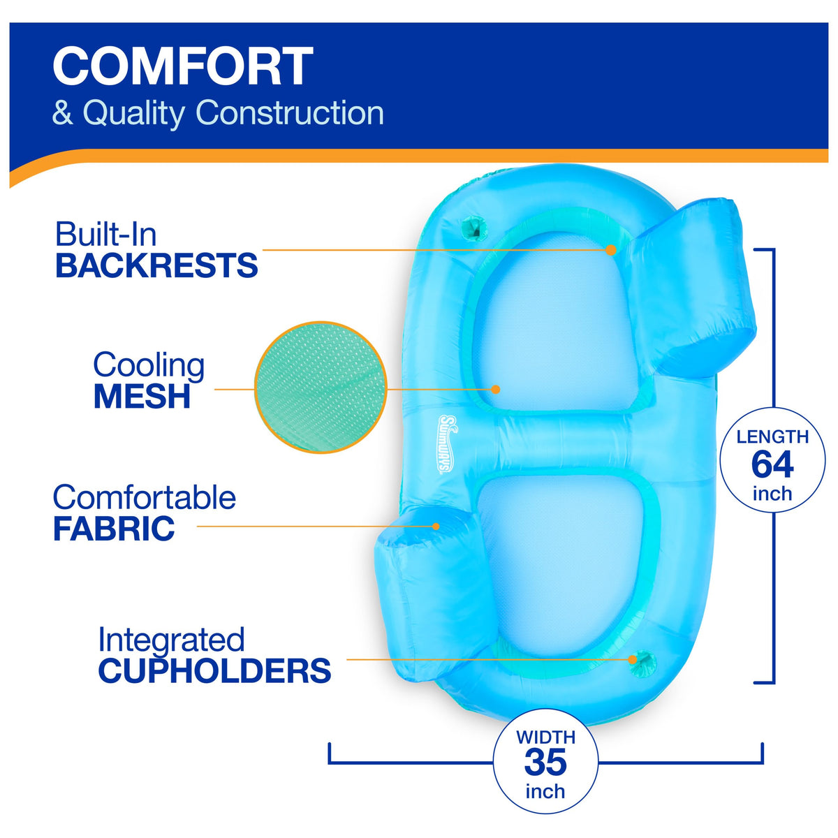 Inner spring edge of the SwimWays Spring Float Premium Duo for stability.