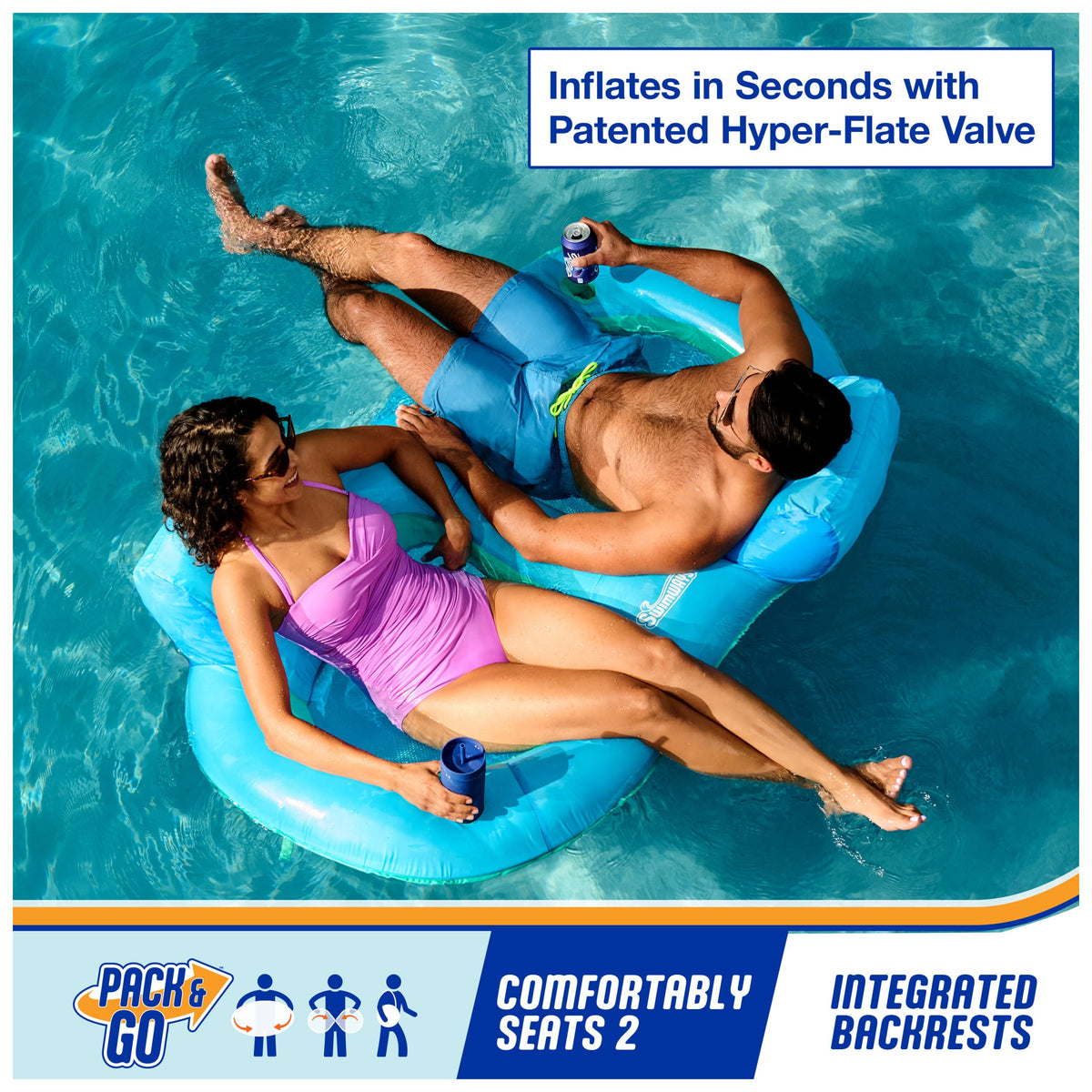 Close-up of soft cooling mesh on SwimWays Spring Float Premium Duo.