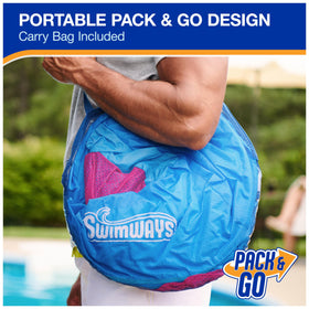 SwimWays Spring Float Premium Recliner deflates into three circles for easy travel.