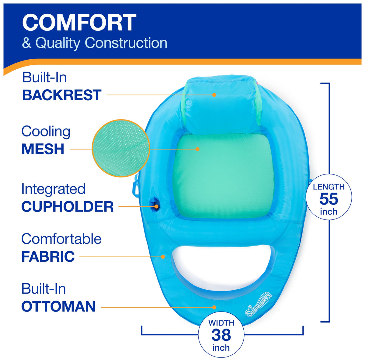 SwimWays Spring Float Premium Recliner in-use at lake with friends for relaxed social time