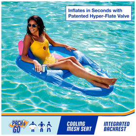 SwimWays Spring Float Premium Recliner mesh seat and headrest for cool comfort.