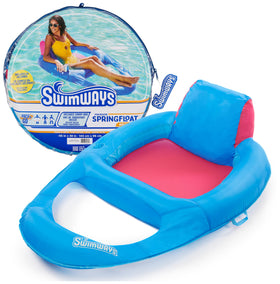 SwimWays Spring Float Premium Recliner pool lounger ready for relaxed lounging in water.