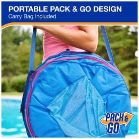 SwimWays Spring Float measures 38 by 38 inches and supports up to 250 lbs.