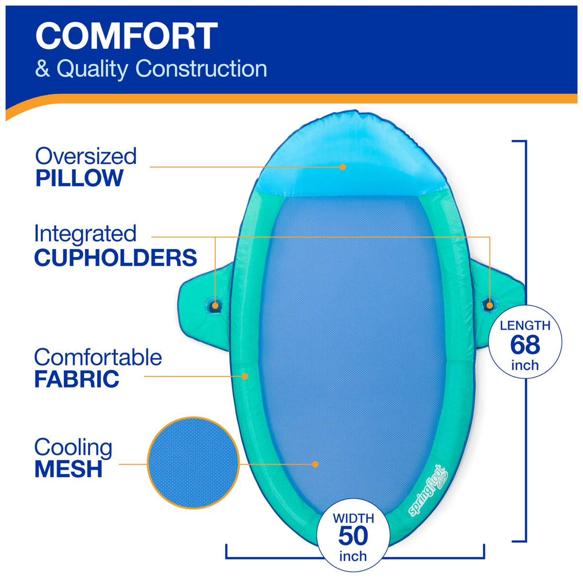SwimWays Spring Float Suncatcher inner spring design for stability and comfort