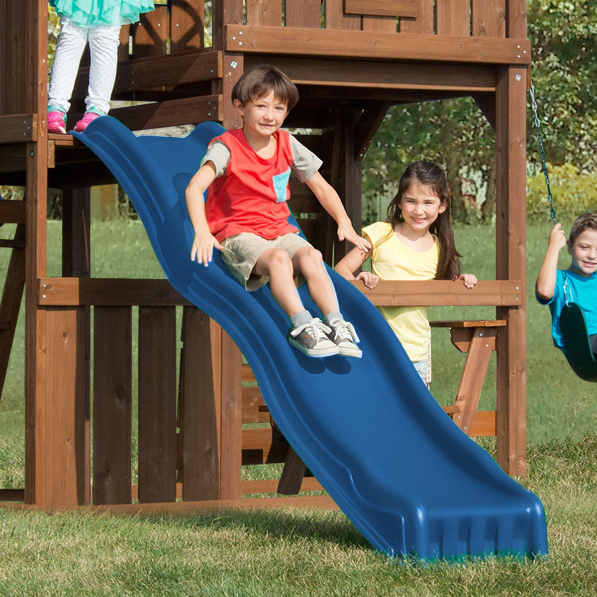 Swing-N-Slide slide supports up to 250 pounds for energetic play