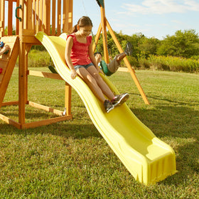 Close-up of the Swing-N-Slide yellow slide surface showing durability