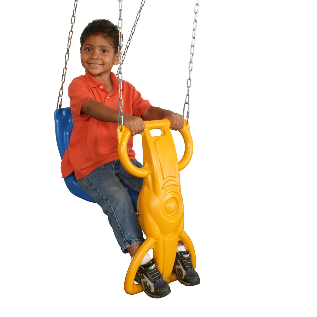 Wind Rider Glider chains demonstrate adjustable height for growing children