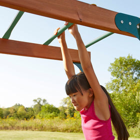 Close-up of rust-resistant powder coating on the monkey bar rungs