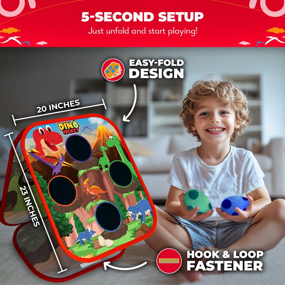 Swooc Dino Frenzy tossing action promotes hand-eye coordination and active fun