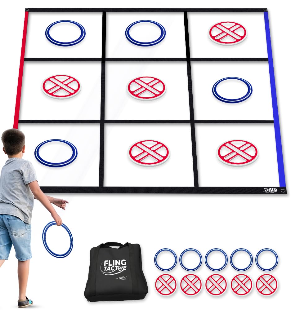 SWOOC Fling Tac Toe giant 9ft grid on the lawn for epic family battles.