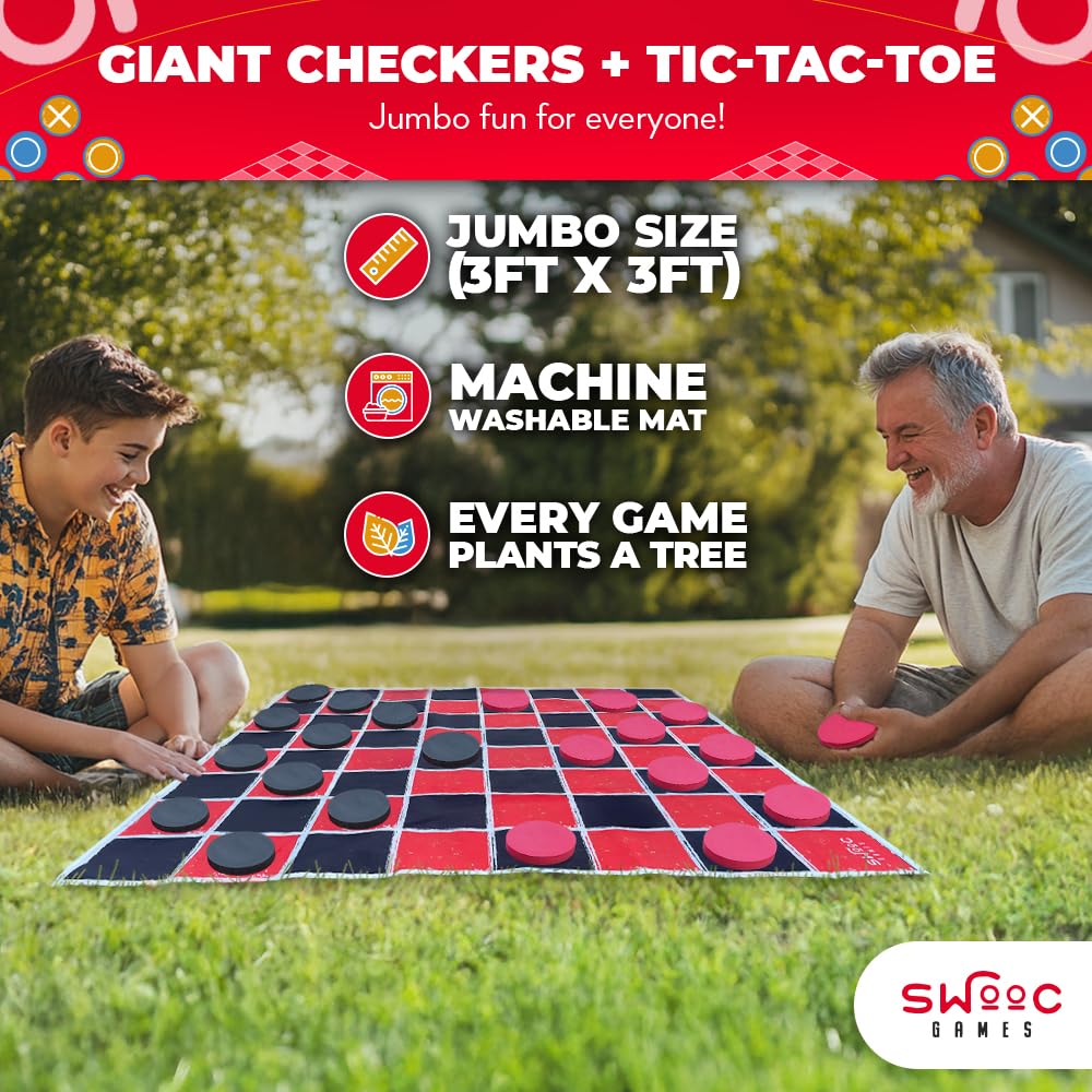 SWOOC Games 2-in-1 tic tac toss mat for life-sized Xs and Os outdoors.