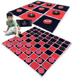 SWOOC Games giant checkers mat on a 4x4 canvas for outdoor family play