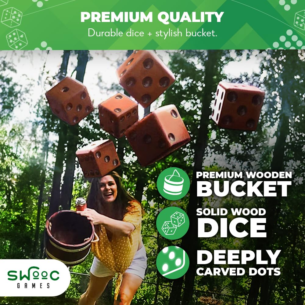 Swooc Games jumbo dice stacked for easy setup and visibility.