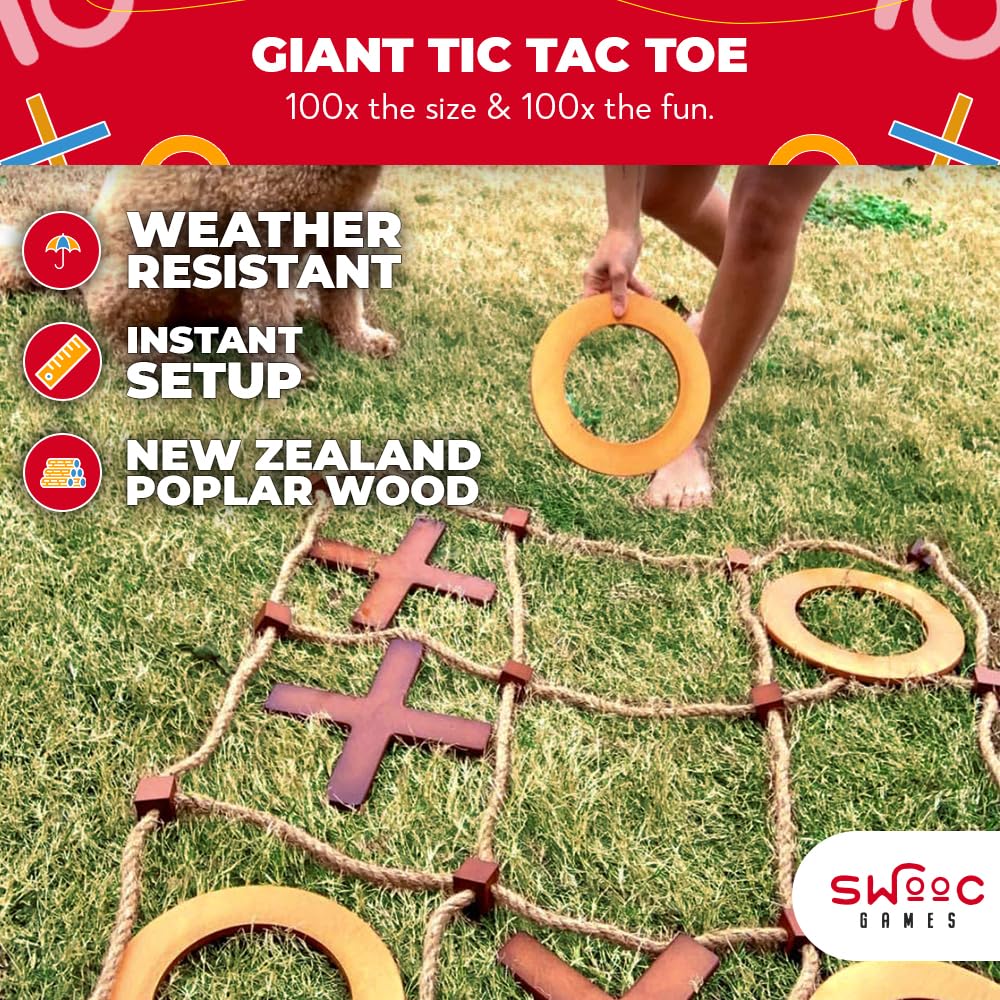 SWOOC giant tic tac toe X and O oversized pieces for skill-based backyard fun.