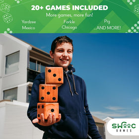 SWOOC large dice set on grass shows scale and size.
