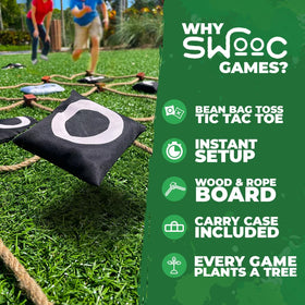 Swooc outdoor family play scene highlighting instant setup and portability.